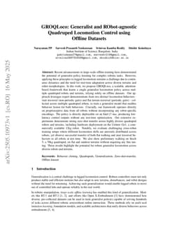 GROQLoco: Generalist and RObot-agnostic Quadruped Locomotion Control using Offline Datasets