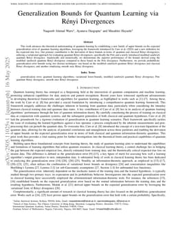 Generalization Bounds for Quantum Learning via Rényi Divergences