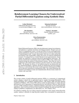 Reinforcement Learning Closures for Underresolved Partial Differential Equations using Synthetic Data