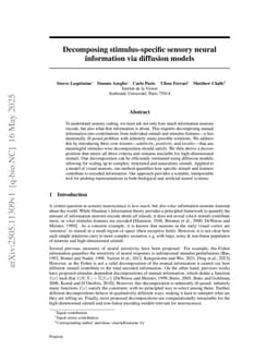 Decomposing stimulus-specific sensory neural information via diffusion models