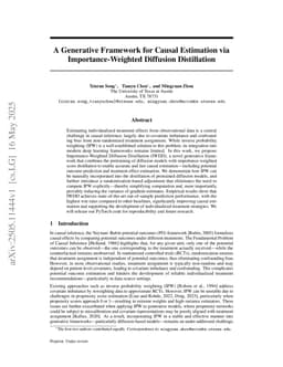 A Generative Framework for Causal Estimation via Importance-Weighted Diffusion Distillation