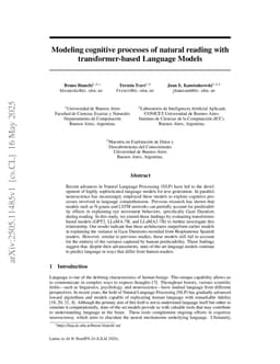 Modeling cognitive processes of natural reading with transformer-based Language Models