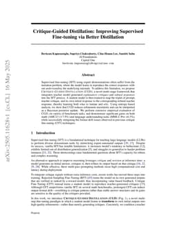 Critique-Guided Distillation: Improving Supervised Fine-tuning via Better Distillation
