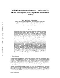 REMOR: Automated Peer Review Generation with LLM Reasoning and Multi-Objective Reinforcement Learning