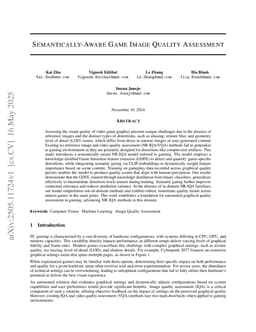 Semantically-Aware Game Image Quality Assessment