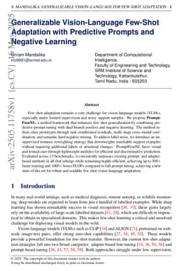 Generalizable Vision-Language Few-Shot Adaptation with Predictive Prompts and Negative Learning