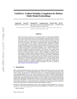 UniMoCo: Unified Modality Completion for Robust Multi-Modal Embeddings
