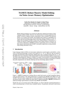 NAMET: Robust Massive Model Editing via Noise-Aware Memory Optimization