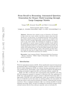 From Recall to Reasoning: Automated Question Generation for Deeper Math Learning through Large Language Models
