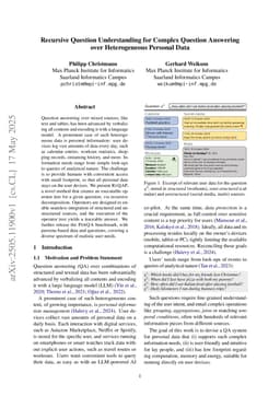 Recursive Question Understanding for Complex Question Answering over Heterogeneous Personal Data