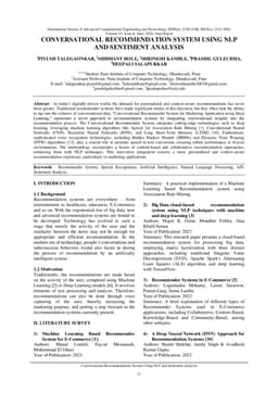 Conversational Recommendation System using NLP and Sentiment Analysis