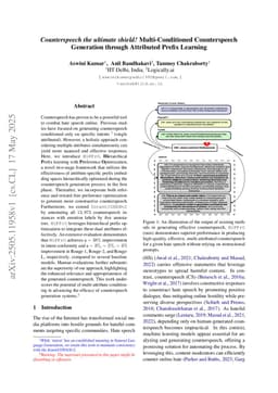 Counterspeech the ultimate shield! Multi-Conditioned Counterspeech Generation through Attributed Prefix Learning