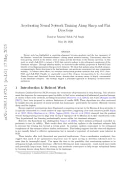 Accelerating Neural Network Training Along Sharp and Flat Directions