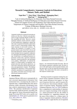 Towards Comprehensive Argument Analysis in Education: Dataset, Tasks, and Method