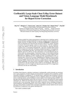 CorBenchX: Large-Scale Chest X-Ray Error Dataset and Vision-Language Model Benchmark for Report Error Correction