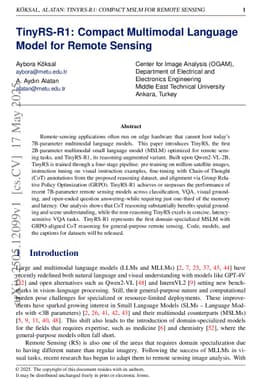 TinyRS-R1: Compact Multimodal Language Model for Remote Sensing