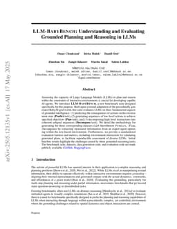 LLM-BABYBENCH: Understanding and Evaluating Grounded Planning and Reasoning in LLMs