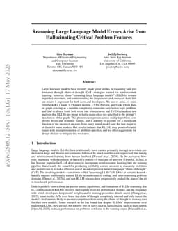 Reasoning Large Language Model Errors Arise from Hallucinating Critical Problem Features
