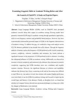Examining Linguistic Shifts in Academic Writing Before and After the Launch of ChatGPT: A Study on Preprint Papers
