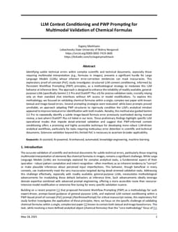 LLM Context Conditioning and PWP Prompting for Multimodal Validation of Chemical Formulas
