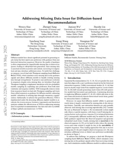 Addressing Missing Data Issue for Diffusion-based Recommendation