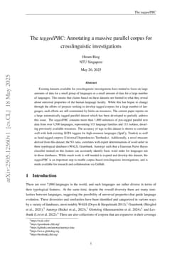 The taggedPBC: Annotating a massive parallel corpus for crosslinguistic investigations