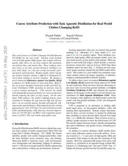 Coarse Attribute Prediction with Task Agnostic Distillation for Real World Clothes Changing ReID