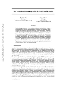The Hamiltonian of Poly-matrix Zero-sum Games