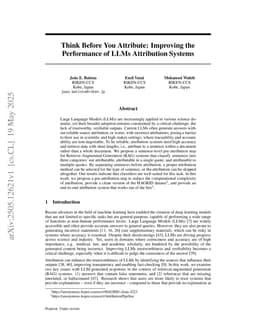 Think Before You Attribute: Improving the Performance of LLMs Attribution Systems