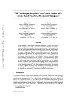 TACOcc:Target-Adaptive Cross-Modal Fusion with Volume Rendering for 3D Semantic Occupancy