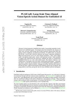 PLAICraft: Large-Scale Time-Aligned Vision-Speech-Action Dataset for Embodied AI