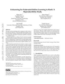 Unlearning for Federated Online Learning to Rank: A Reproducibility Study