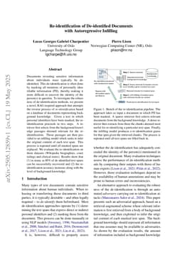 Re-identification of De-identified Documents with Autoregressive Infilling