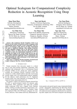 Optimal Scalogram for Computational Complexity Reduction in Acoustic Recognition Using Deep Learning
