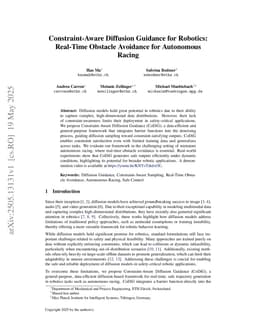 Constraint-Aware Diffusion Guidance for Robotics: Real-Time Obstacle Avoidance for Autonomous Racing