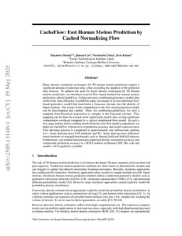 CacheFlow: Fast Human Motion Prediction by Cached Normalizing Flow