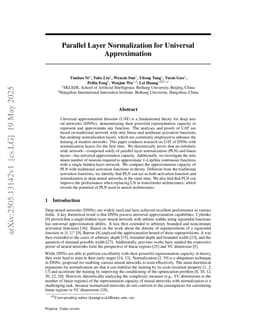 Parallel Layer Normalization for Universal Approximation