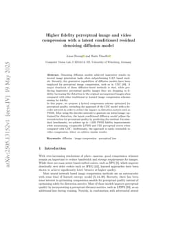 Higher fidelity perceptual image and video compression with a latent conditioned residual denoising diffusion model