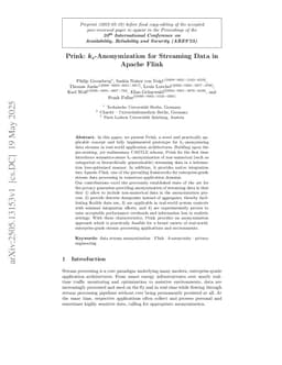 Prink: $k_s$-Anonymization for Streaming Data in Apache Flink