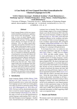 A Case Study of Cross-Lingual Zero-Shot Generalization for Classical Languages in LLMs