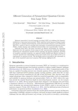 Efficient Generation of Parameterised Quantum Circuits from Large Texts