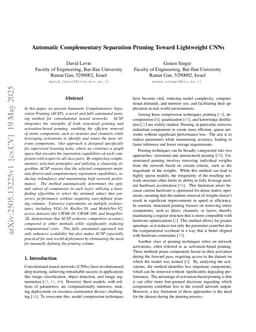 Automatic Complementary Separation Pruning Toward Lightweight CNNs