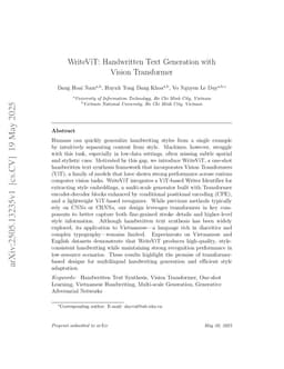 WriteViT: Handwritten Text Generation with Vision Transformer