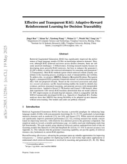 Effective and Transparent RAG: Adaptive-Reward Reinforcement Learning for Decision Traceability