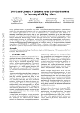 Detect and Correct: A Selective Noise Correction Method for Learning with Noisy Labels