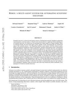 Robin: A multi-agent system for automating scientific discovery