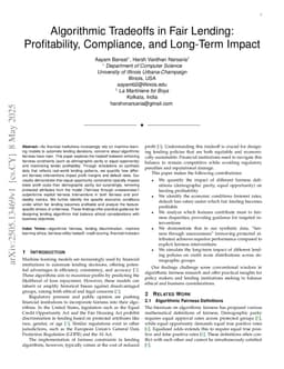 Algorithmic Tradeoffs in Fair Lending: Profitability, Compliance, and Long-Term Impact