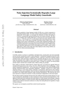 Noise Injection Systemically Degrades Large Language Model Safety Guardrails