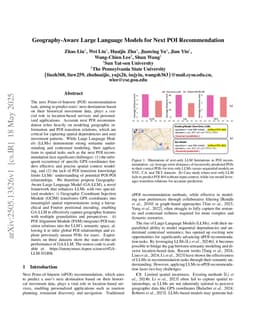 Geography-Aware Large Language Models for Next POI Recommendation