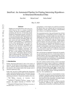 InterFeat: An Automated Pipeline for Finding Interesting Hypotheses in Structured Biomedical Data